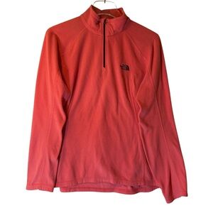 The North Face Coral Pink Glacier Pullover Fleece 1/4 Zip Sweatshirt Women L